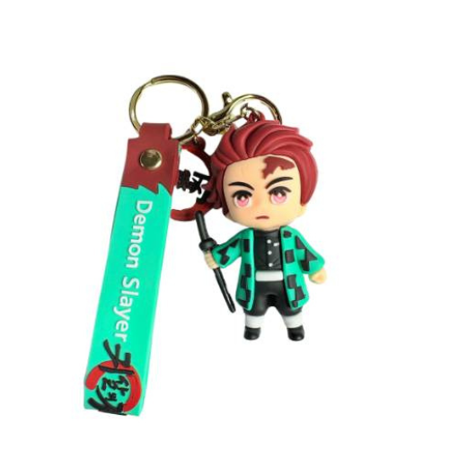 Demon Slayer Anime Keychain – Tanjiro Action Figure Keyring with Strap